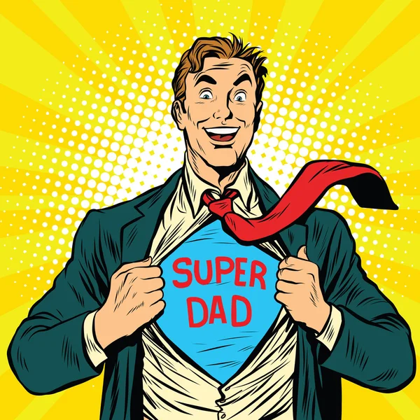 Super dad hero with a joyful smile — Stock Vector