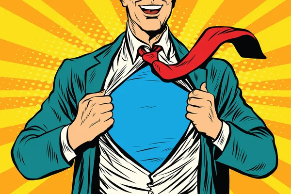 Супергерой чоловічий бізнесмен — стоковий вектор