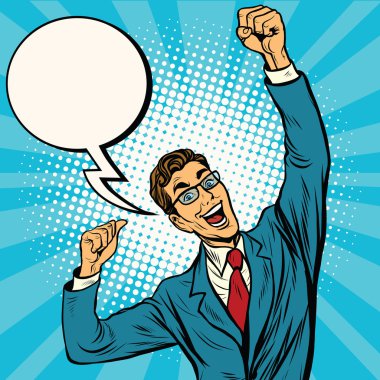 İş adamı kazanan çizgi roman kabarcık