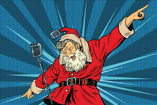 Santa Claus superstar singer on stage — Stock Vector