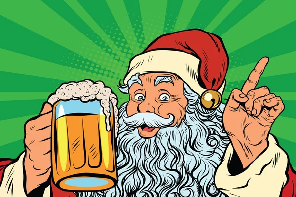 Papai Noel com cerveja — Vetor de Stock