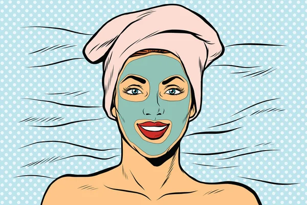 Femme avec masque cosmétique sur le visage — Image vectorielle