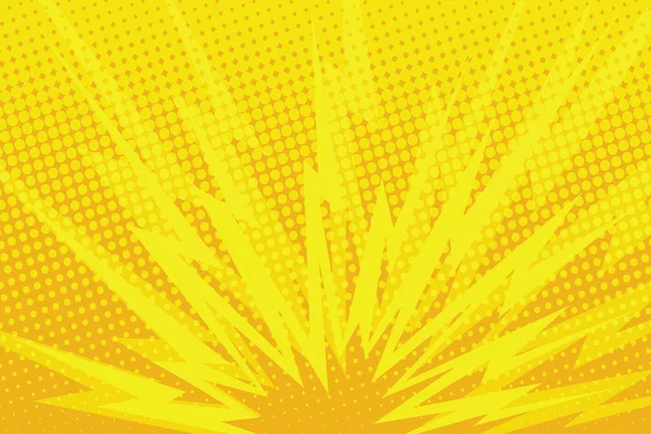 Amarelo desenho animado explosão fundo — Vetor de Stock