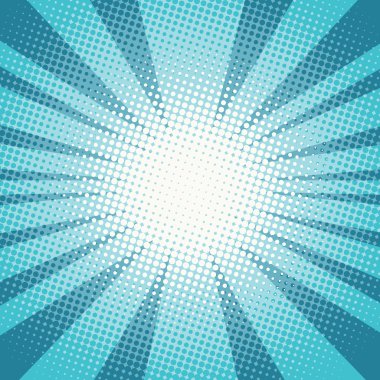 Pop art güneş ışınları arka plan mavi