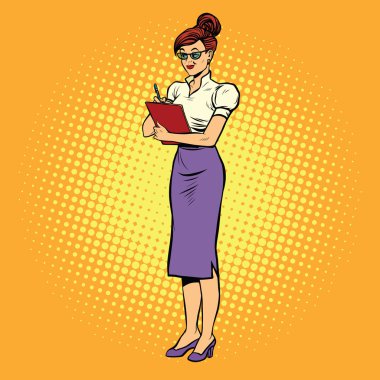 Genç kadın Sekreter yazıyor