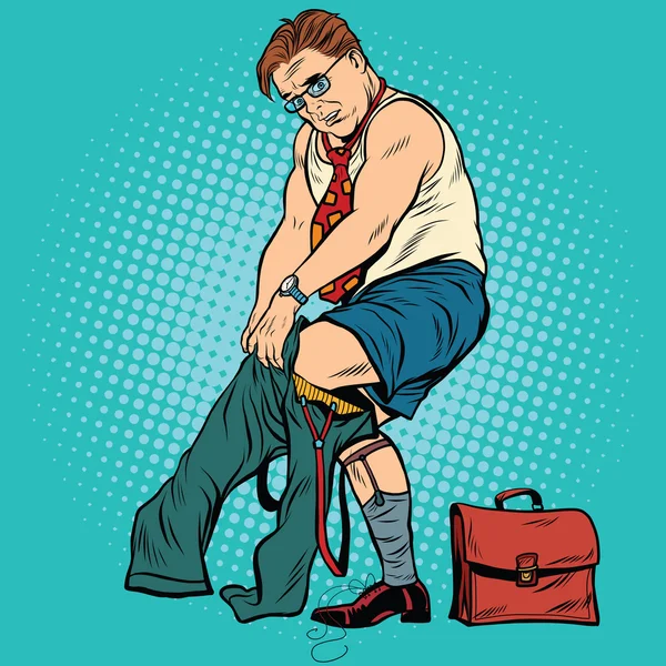 Pop art retro adam pantolon giyer — Stok Vektör
