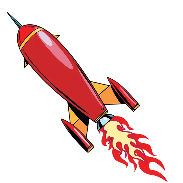 Retro rocket soars up — Stock Vector