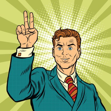 Erkek bir elin parmaklarını gösterir ikinci, zafer