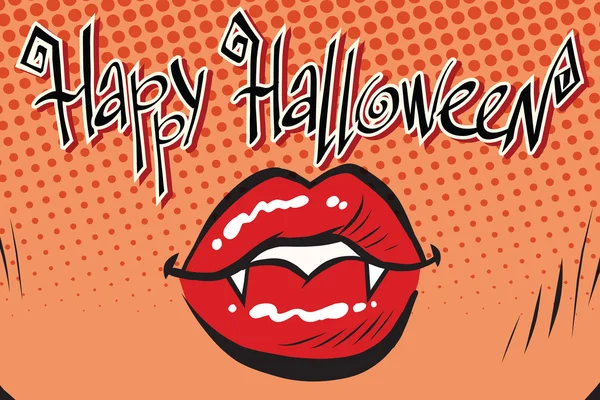 Happy Halloween mouth female vampire — Stock Vector