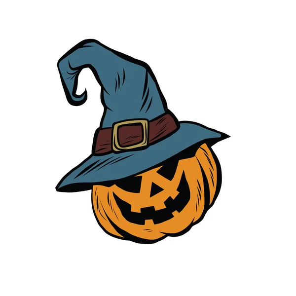Забавный паломник в тыквенной шляпе на Хэллоуин — стоковый вектор