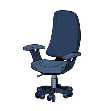 Basit bir ofis koltuğu, beyaz bir arkaplanda izole.