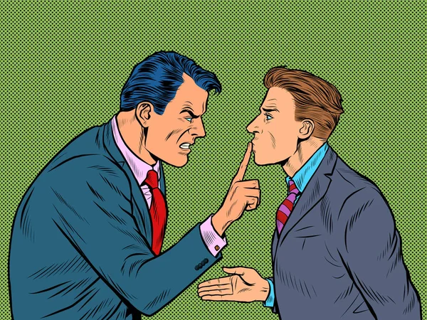 Argumentation agressive entre deux hommes. L'un est bon et l'autre est mauvais — Image vectorielle