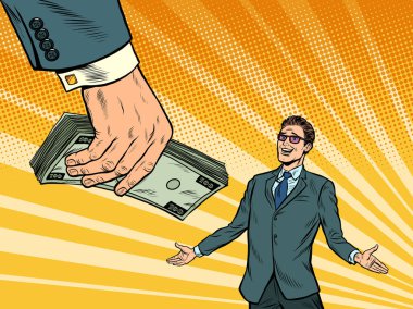 İş adamı ve para. Finansal ikramiye. Piyango ya da kazanç