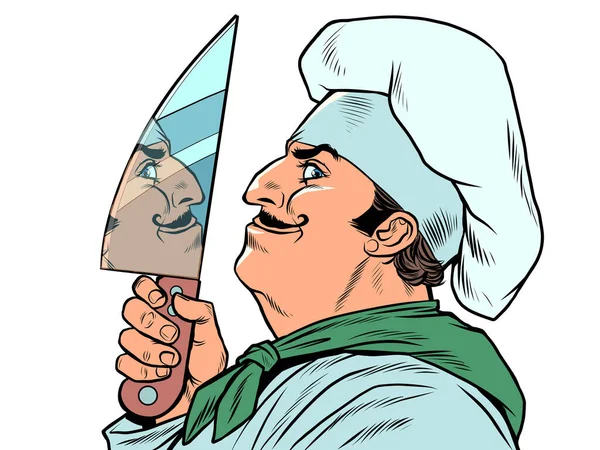 Чоловічий кухар з кухонним ножем — стоковий вектор