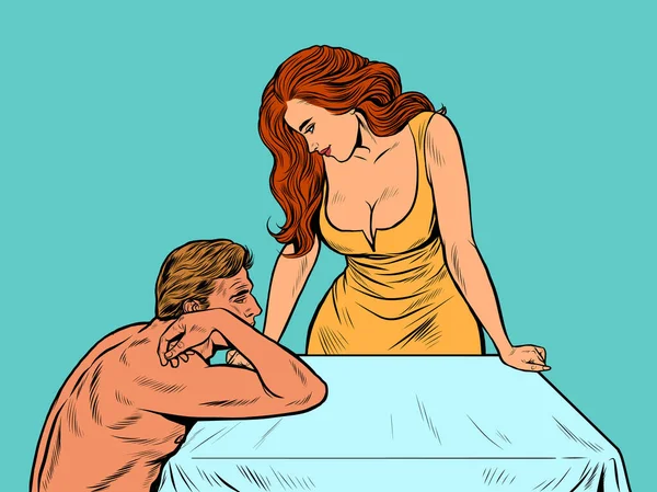 Sexy homme et femme près du lit — Image vectorielle