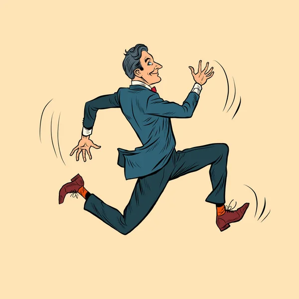 Empresario en un traje corre rápido — Vector de stock