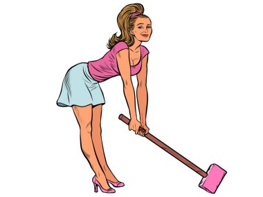 Çekiçli güçlü güzel bir kadın. Feminizm