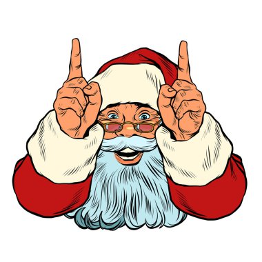 Noel Baba işaret ediyor. Sunum jesti