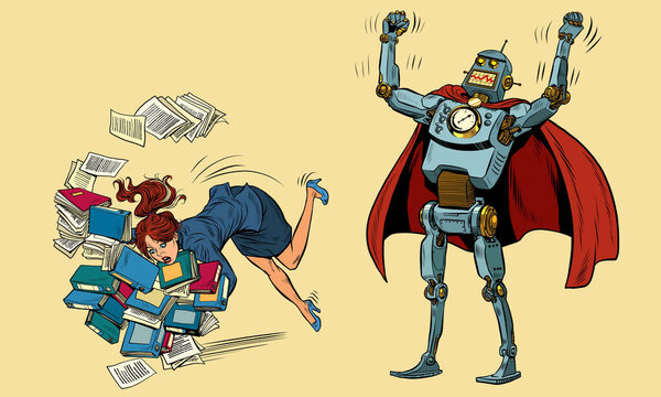 Робот побеждает деловую женщину. Технологии и человечество