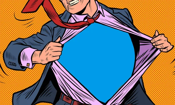 Superhelden-Geschäftsmann zerreißt den Anzug — Stockvektor