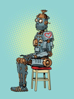 Aşık bir robot. Sevgililer gününde kalp.