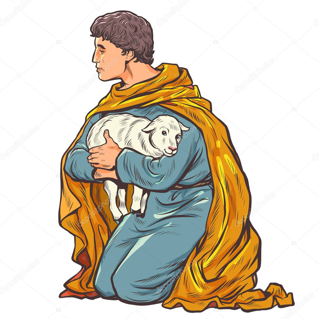 shepherd with a lamb, a biblical story