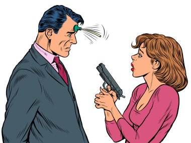 Kadın adama silah çekme fıkrasını gösterdi. Casuslar, ajanlar ve dedektifler