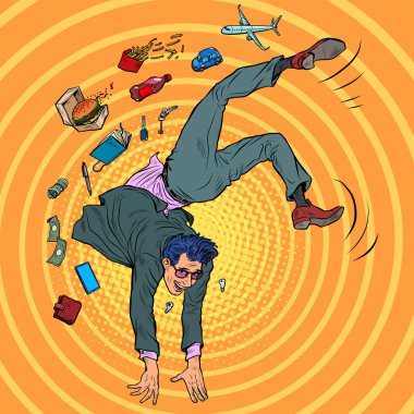 İş adamı akrobat taklaları. Dinlen ve neşelen. Zaferin kutlaması