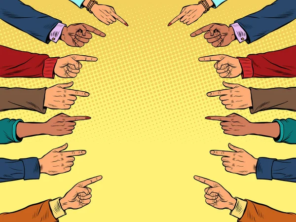 Hands point to the center, poster attention important information Vector Graphics