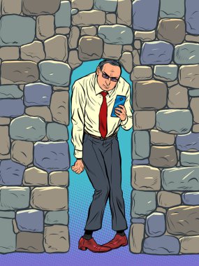 Taşlarla ezilmiş bir iş adamı. İş yerinde depresyon ve baskı