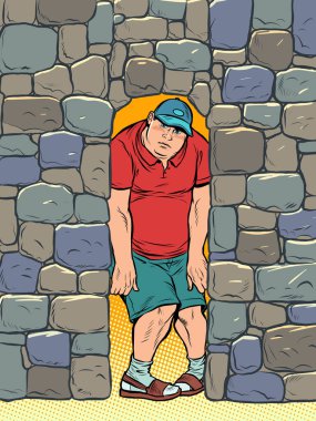 Komik genç şişman adam, diğerlerinin depresyonu ve baskısı.