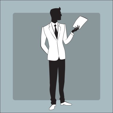 İşadamı modern giysiler içinde rapor okur