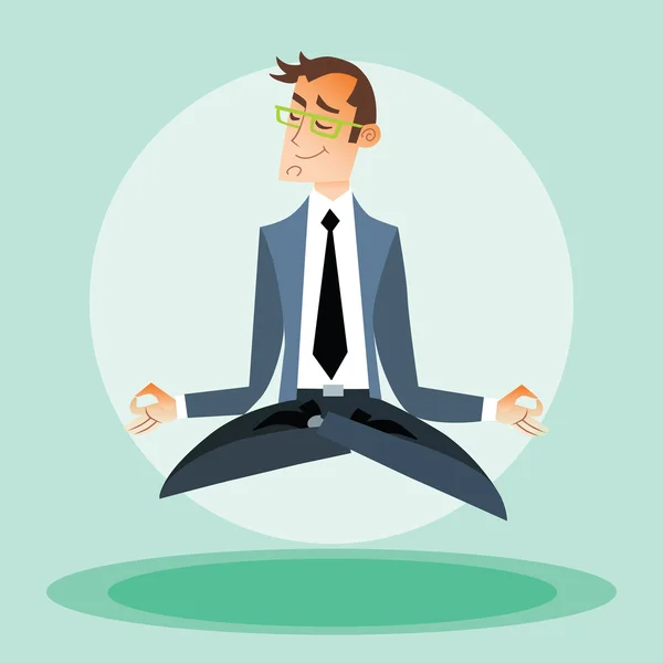 Businessman engaged in yoga — Stock Vector