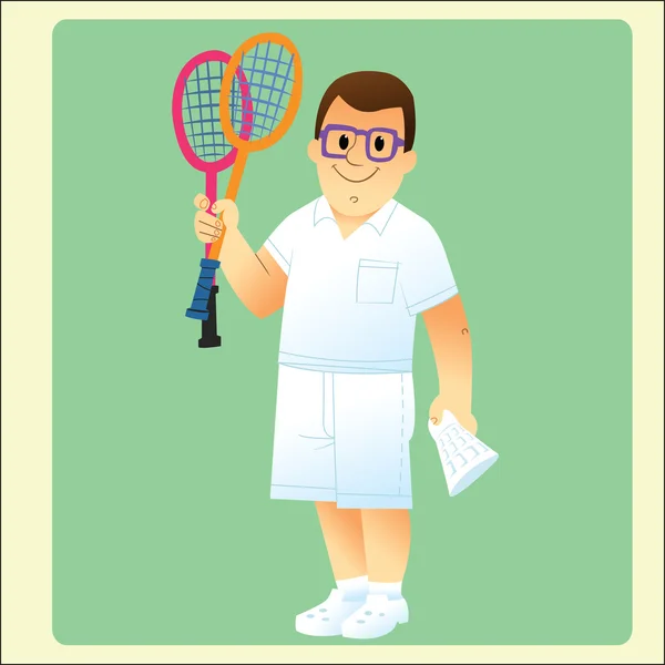 Homme complet exerce joue au badminton — Image vectorielle