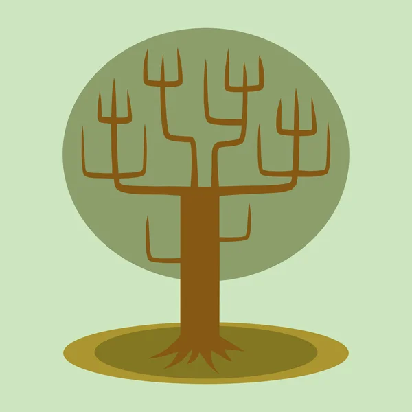 Gröna träd med stam och grenar — Stock vektor