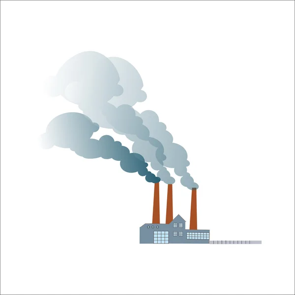 Smoking dirty polluting plant or factory — Stock Vector