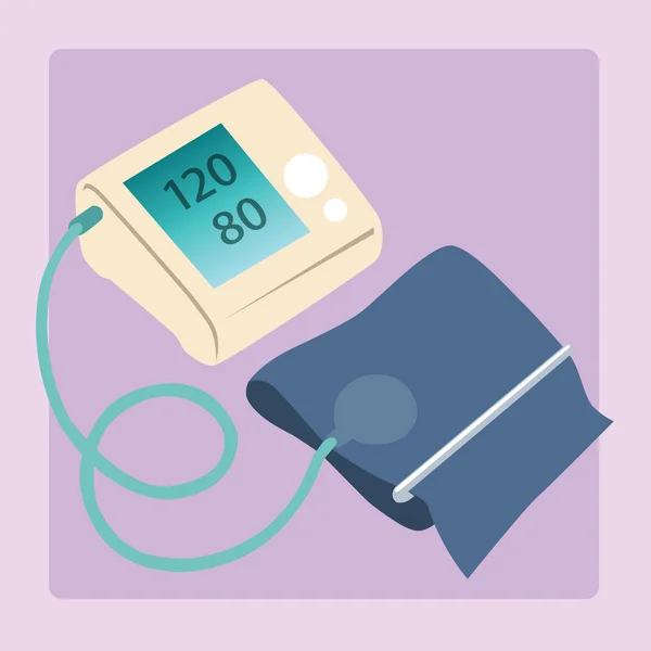 Blodtrycksmätare mäter blodtryck avläsningar av 120 80 — Stock vektor