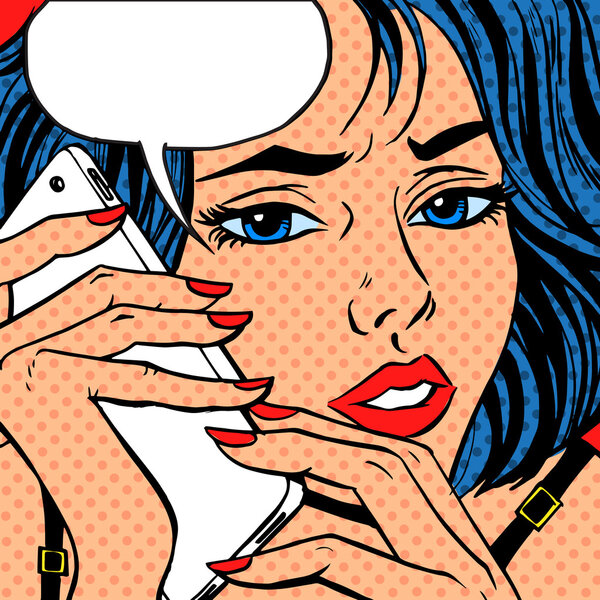 Girl phone talk Pop art vintage comic