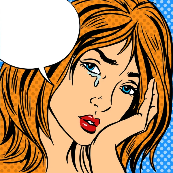 Girl cry Pop art vintage comic — Stock Vector