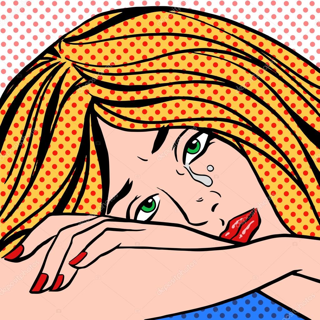 Girl crying Pop art vintage comic Stock Vector Image by ©studiostoks