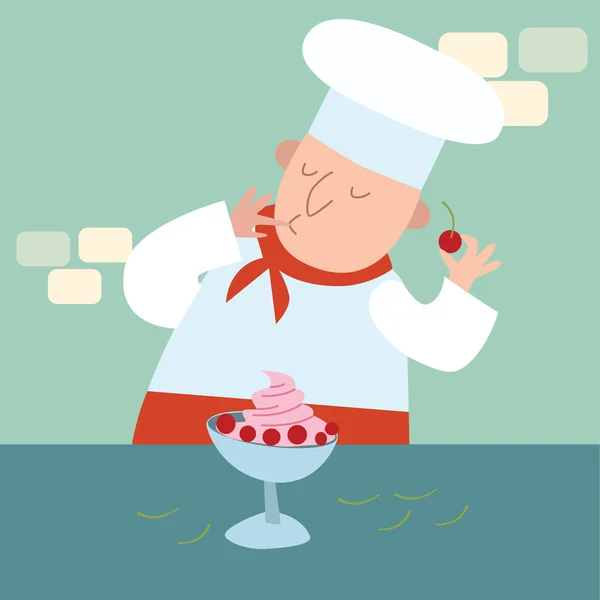 El chef prepara un postre con bayas — Archivo Imágenes Vectoriales