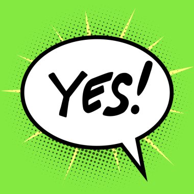 Yazıt kabarcık çizgi roman retro pop sanat Evet