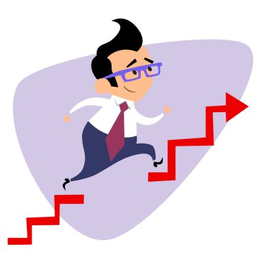Businessman takes a step over the obstacle graph of sales busine clipart