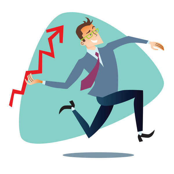 Businessman throws up a schedule of sales like spear business sp