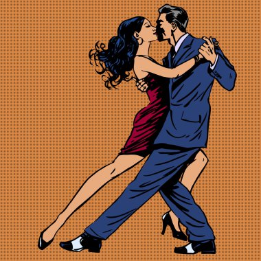 erkek ve kadın öpücük dans tango pop sanat