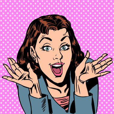 Surprise the woman surprise joy positive opinion emotions