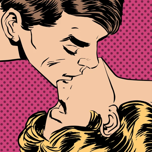 Мужчина женщина поцелуй любовь отношения романтика — стоковый вектор