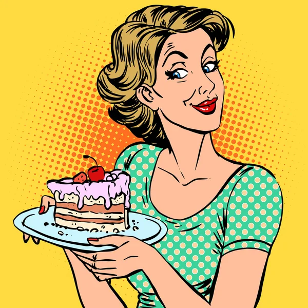 女性のデザート ケーキ — ストックベクタ