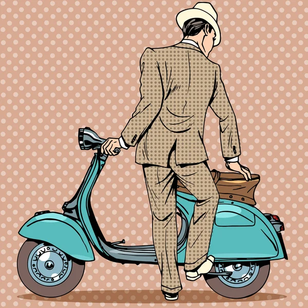 The man gets a scooter — Stock Vector