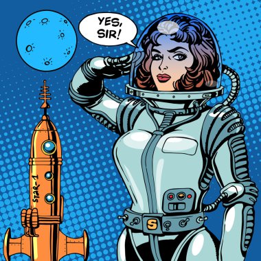 Kadın astronot Yüzbaşı bir uzay bilim kurgu
